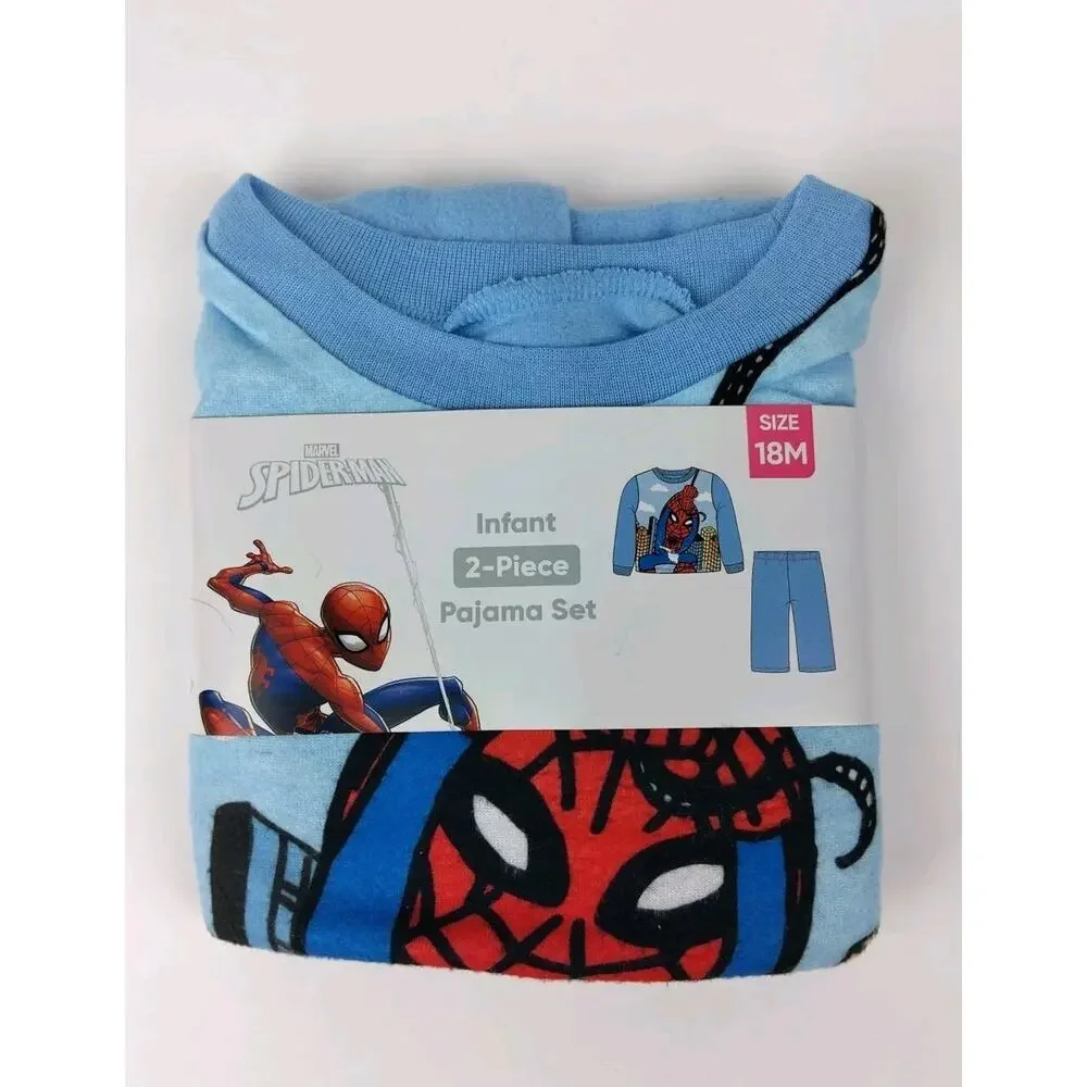 SPIDER MAN Pajama Size (18-M) Flame Resistant 2 Pc Fleece Pjs Long Sleeve Pants.